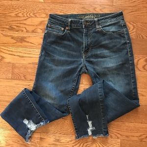 AEO Extreme Flex Slim Straight raw hem jeans 30/34
